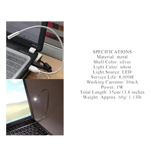 Luz de teclado USB con cuello de cisne flexible y mini LED para laptop de 5 piezas 7
