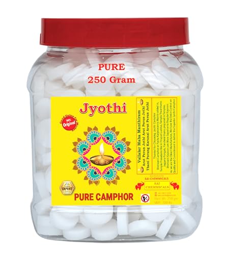 Image of Jyothi Pure Camphor - 250 Gram / 100% Natural Karpooram for Pooja, Aarti & Meditation, Original Kapoor Crystals for Kapur Dani Diffuser & Air Purifier