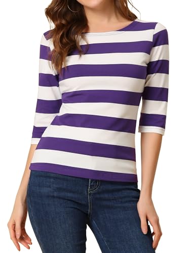T-Shirt à Rayures pour Femmes au Style Décontracté Chic Chic avec Col Bateau