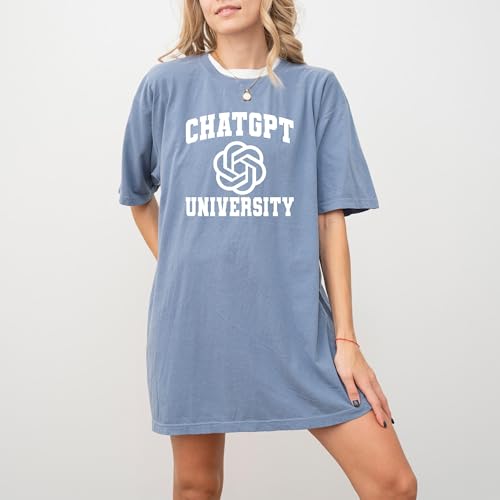CUSTOM TSHIRT HUB ChatGPT University Collegiate Graphic Sweatshirt - Funny AI Tech Humor