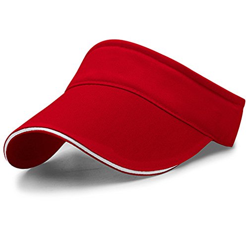 YEKEYI Unisex Sun Visor Cap Empty Top Baseball Cap Outdoor Sports Ultralight Tennis Hat with Adjustable Strap for Golf Red