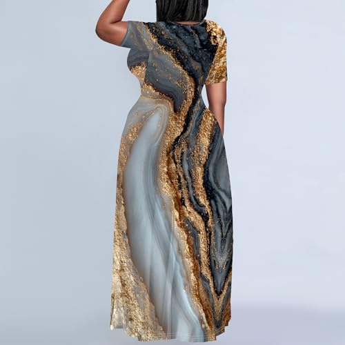 Image of Plus Size Maxi Dresses for Curvy Women T-Shirt Summer Sun Dresses Loose Fit