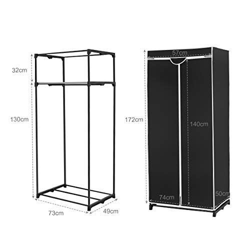 Miniatura 5 de Goplus Armario De Tela Plegable Con Cremallera, Organizador De Ropa De Textil Tela Portátil, Armario Ropero Pequeño Con Barra De Colgar, Para Dormitorio, Pasillo, Sala, 170 X 75 X 50 Cm Negro