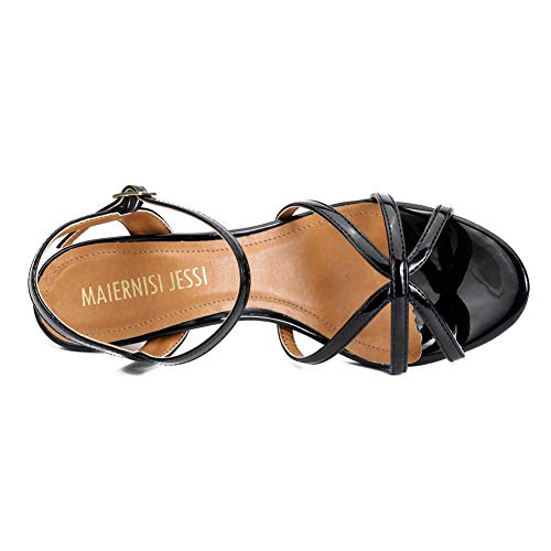 Image of MAIERNISI JESSI Unisex Men's Women's Strappy Sandals, Kitten Heel, Slingback, Open Toe, Dress Shoes
