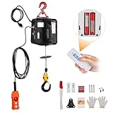 BEAMNOVA 1543lbs Portable 3-in-1 Electric Hoist Wireless Remote Control 110V 120 Volts 700kg Winch Crane Machine Hook Pulley System with Gloves