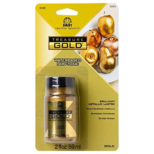 FolkArt Gold Assorted Easy to Apply DIY Crafts, Art Supplies with A Metallic Finish Treasure Paint 2 Fl Oz 59 Ml (Pack of 1)