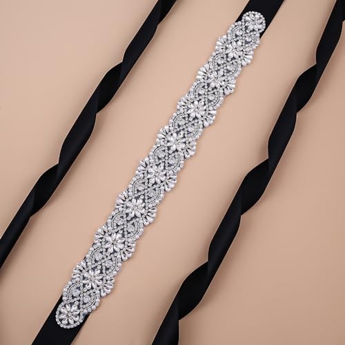 Bridal Belt Handmade Beaded Belt Crystal Wedding Dress Sash Belt,Pearls Rhinestone Wide Sash Bride Dress Accessories3