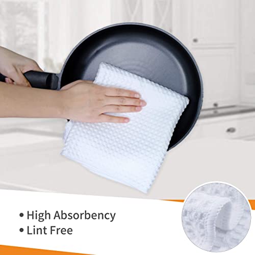 Prohomtex Microfiber Kitchen Dish Hand Towels, Waffle Weave Set Of 6 (16” X 28”) Highly Absorbent (White) #TOP2