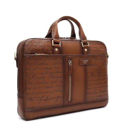 Image of Da Milano Leather Laptop Bag for Men & for Women - Fits Upto 15 inch - Brown (10153)