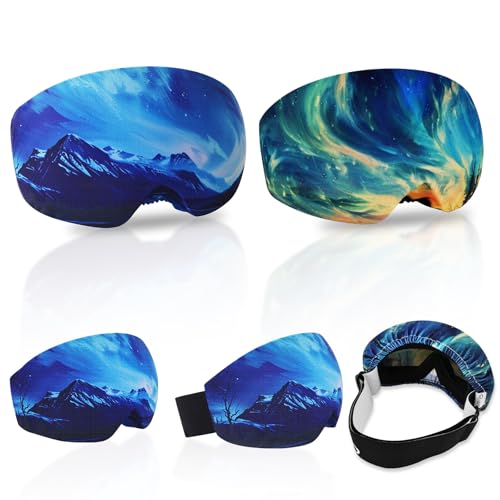 Ryaco 2 Stück Skibrillen Schutz Überzug Mikrofaser Brillen Putztuch Lycra-Stoff, Skibrille Schutzhülle Schützt vor Kratzern Geeignet zum Snowboarden, Ski-Reiseaufbewahrung, Linsenschutz (Aurora)