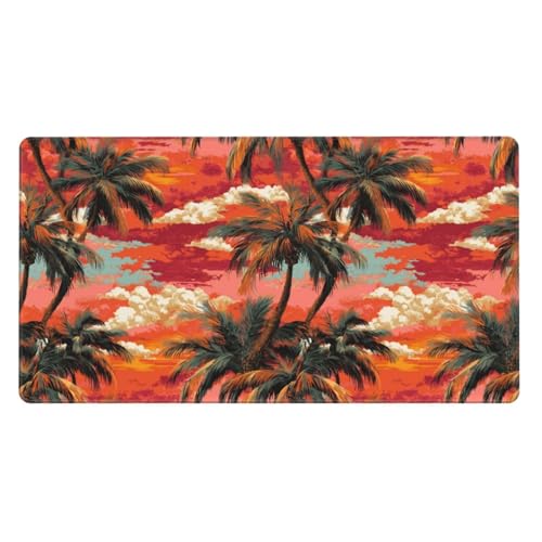 Tapis de souris de jeu imprimé paysage tropical et base caoutchouc antidérapante
