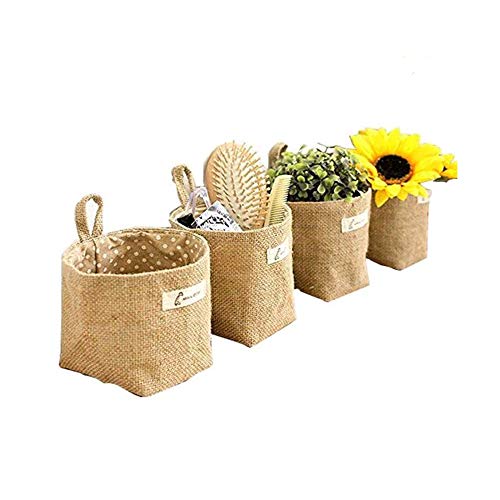 Velidy Small Baskets Hanging Baskets Small Storage Baskets Wall Baskets Foldable with Handle for Home Kitchen Room Organizing (3 Pack)