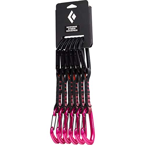 BLACK DIAMOND HotForge Hybrid Quickdraw Quickpack (6-Pack, 12cm) for Rock Climbing | Lightweight Aluminum Carabiners | Durable Dogbone | Ultra Pink