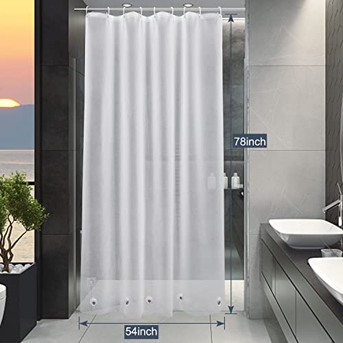 Eurcross Frosted Stall Shower Curtain Liner, 8G Peva Waterproof Weighted Hem Shower Liner With 5 Magnets, Narrow Small Shower Curtain Liner 54 Inch Wide,9 Buttonholes (Frosted, 54"W X 78"H) #TOP1