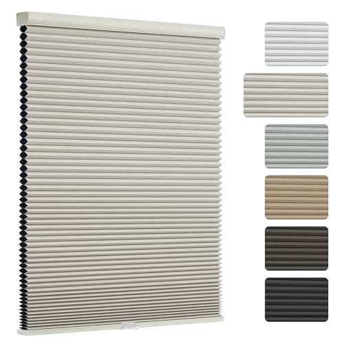 Changshade Blackout Cellular Shades, Cordless Honeycomb Window Blinds with Aluminum
