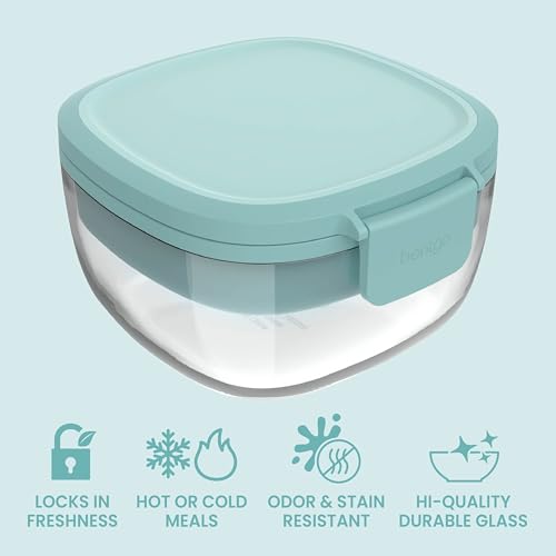 Image of Bentgo Glass Salad Container with Airtight Lid & Leak-Proof Sauce Cup