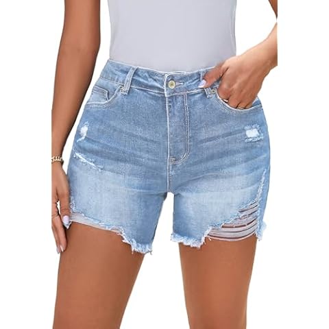 Metietila Women's Casual 2024 High Rise Denim Shorts Stretch Raw Hem Jean Shorts XX-Large Cover