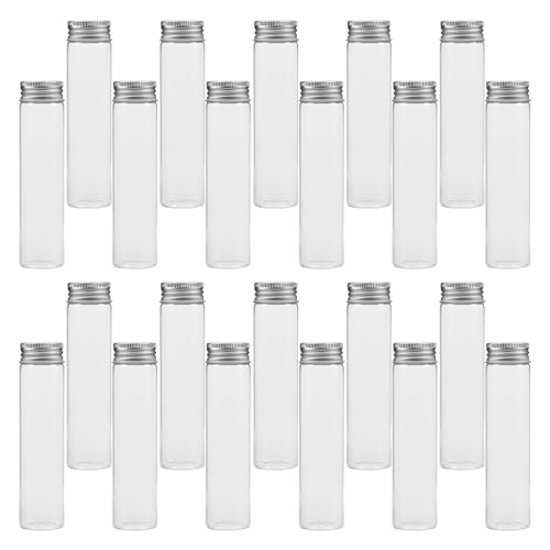 Homoyoyo 30 Unidades Tubos de Vidrio Transparentes Tapas de Aluminio Frascos Reutilizables y Prueba de Fugas para Laboratorio Cosméticos y Viajes Contenedores Pequeños para Líquidos