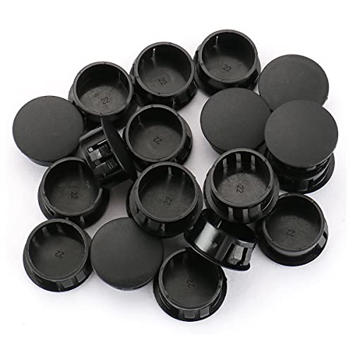 Image of Baomain 25-Pack Plastic Hole Plugs Black 7 /8 inch (22mm) Locking Hole Plugs HP-22 Snap-in Panel Covers for Furniture, Cabinets & Automotive