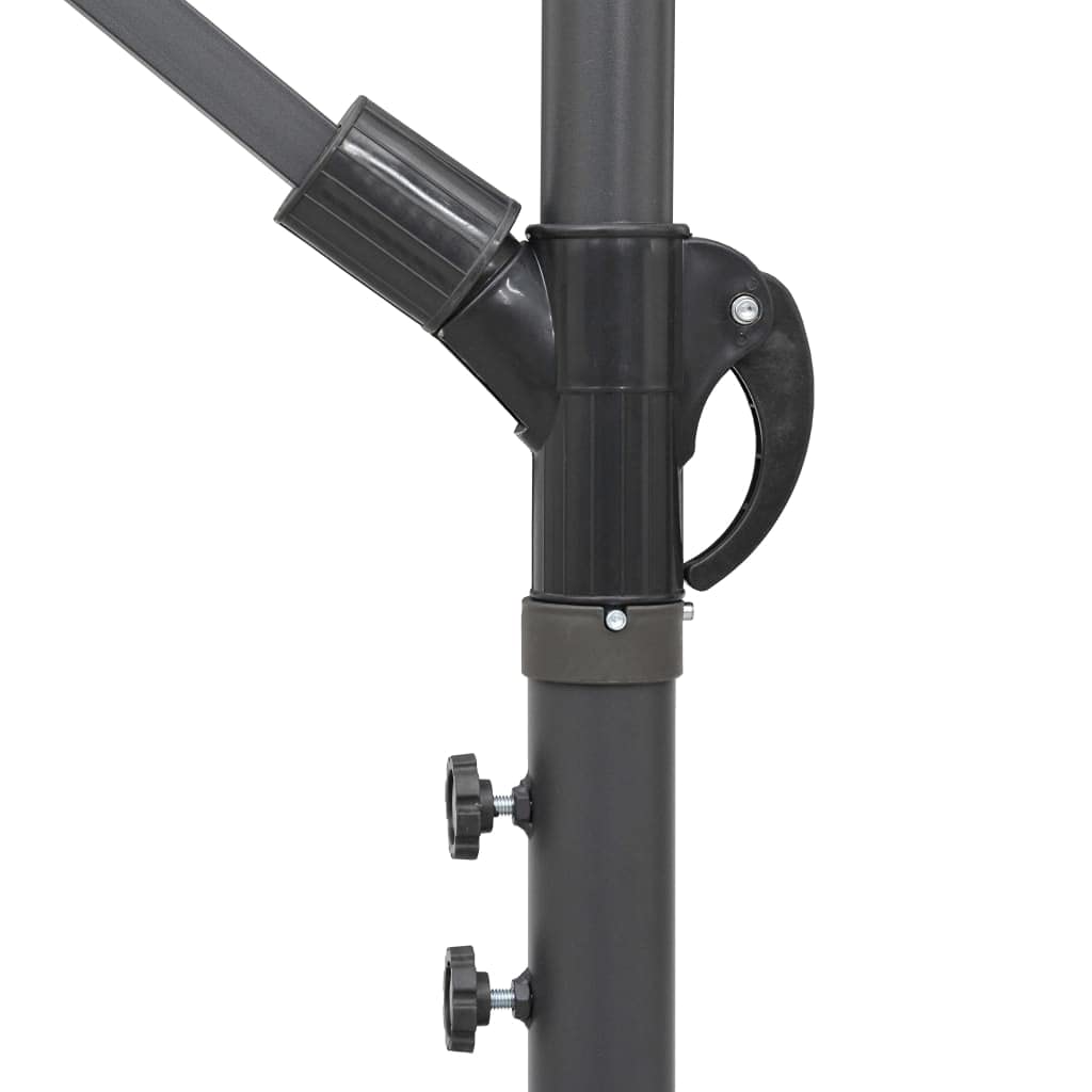 Sombrilla de Jardín con Mecanismo de Manivela y Base Cruzada, 16 Varillas y Poste de Aluminio para Protección UV y Espacio Extra Grande, Tela de Poliéster Fácil de Limpiar