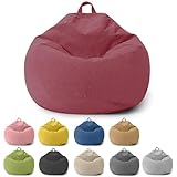 Chingcoo Pouf pour enfants et adultes, housse uniquement (sans rembourrage), chaise pouf pour chambre à coucher, bureau, salon, terrasse (rouge)