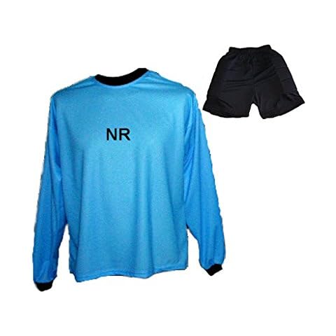 Torwart Trikot gepolstert Blau Kurze TW Hose mit Wunschname Nummer Kinder Größe 146 Cover