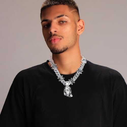 HZMAN Chunky Transparent Acrylic Jesus Pendant Necklace for Men Christian Gift2