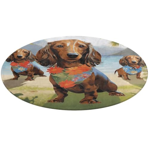 Tapis rond antidérapant de 90 cm lavable pour chevet - 3