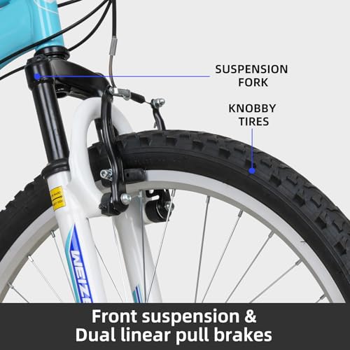 Image of WEIZE Mountain Bike, 24 26 27.5 inch Outdoor Cycling Bike,18-Speed /High-Carbon Steel /Dual Full Suspension, Adjustable Ergonomic Seat for Men Women Adult, MTB Bicycle with Suspension Fork
