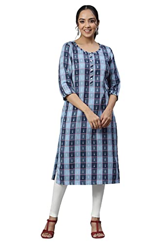 Image of Aurelia Women's Cotton Blend Regular Fit Geometric Print Kurta