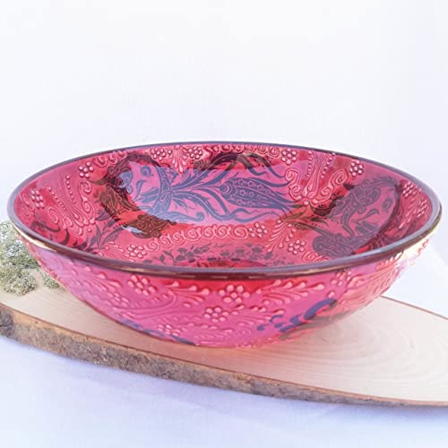 Ceramic HandPainted Red Bowls, Traditional Multisize Handmade Decorative Bowl, Pottery Bowl, Mother's day gift, Large Fruit Tapas Bowl, Gift (Size: Medium 8)