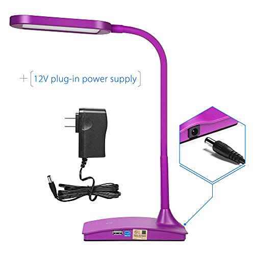 Purple Desk Lamp For Home Office - Super Bright Small Desk Lamp With Usb Charging Port, A Perfect Led Desk Light As Study Lamp, Bedside Reading Lights #TOP5