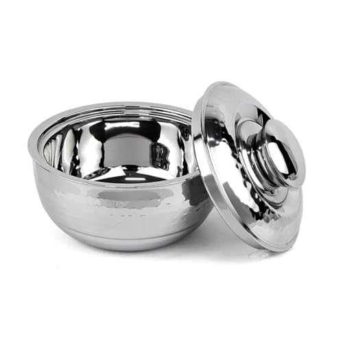 Image of Signoraware Fresh Hammered Stainless Steel Casserole with Steel Lid | Airtight & Leakproof | Retain Freshness For Hours | Perfect For Side Dishes & Everyday Table Servings (500ml | Steel)