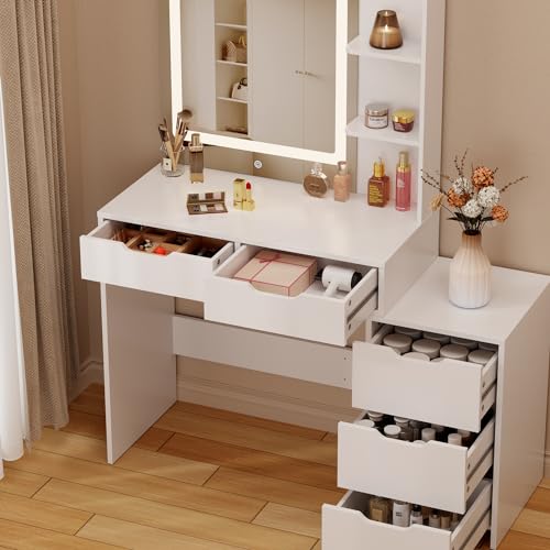 Aiho Makeup Vanity Desk with Mirror and Lights, 43.5