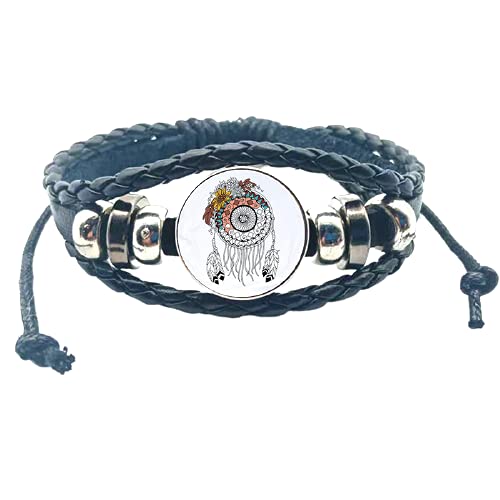 Mini bracelet attrape-rêves fait à la main, attrape-rêves en plume DIY bracelet multicouche en cuir cadeau pour les amoureux Cover