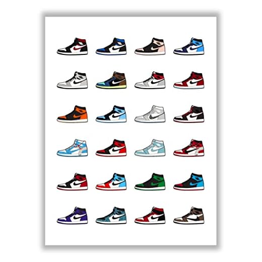 Hypebeast Custom Sneaker Pop Chart Poster –(12x16 Inch) Unframed – AJ Wall art, Hypebeast Room Decor, Michael Jordan Poster, Sneakers Air Gym Shoes Shoebox Collection Aesthetic Cool Poster for Teen Boys Guys Men Room Dorm Bedroom Wall Decor by LIYA Design Prints