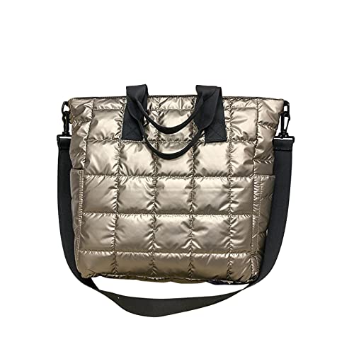 2023 - Sacs pour femme - Couleur unie - Sac matelassé à carreaux - Grande capacité - Sac à bandoulière zippé, doré, taille unique