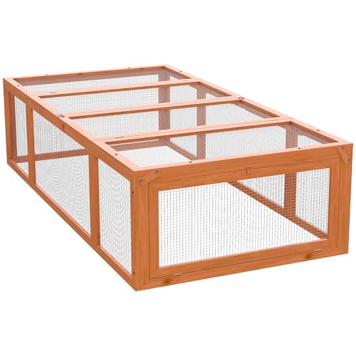 PawHut Clapier Lapin extérieur en Bois, Cage Cochon d'Inde 180 x 90 x 48 cm avec Toit ouvrable et Portes verrouillables, abri pour rongeurs avec enclos et Espace Libre...