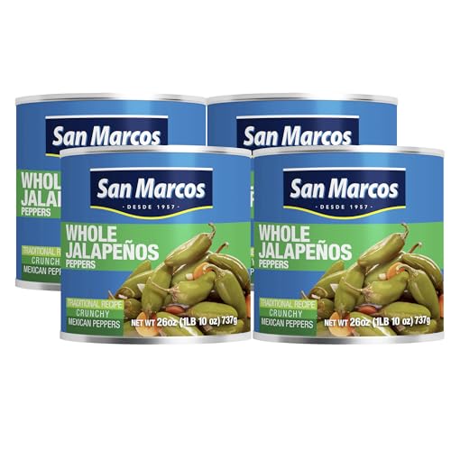 San Marcos Whole Jalapeno Peppers, 26 Ounce (Pack of 4)