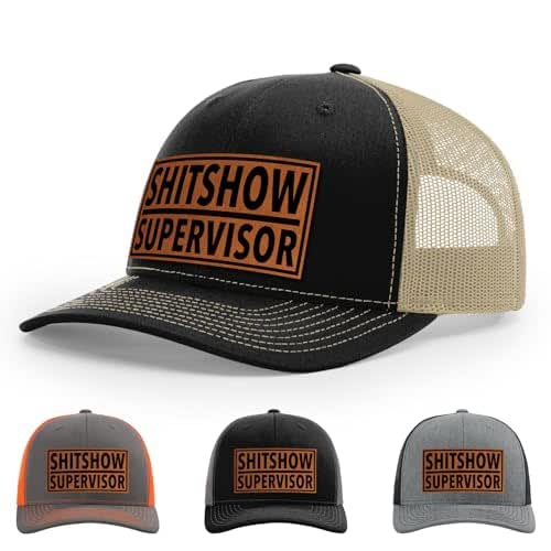 Amazon.com: ShitShow Supervisor Hat, 112 Style Trucker Leather Patch ...