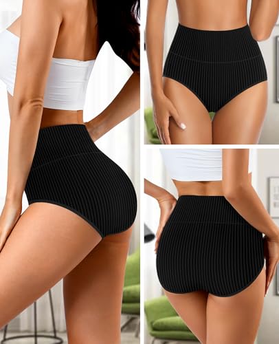 Image of High Waisted Womens Underwear Cotton Tummy Control Postpartum Essentials Full Coverage Panties Soft Comfortable Briefs