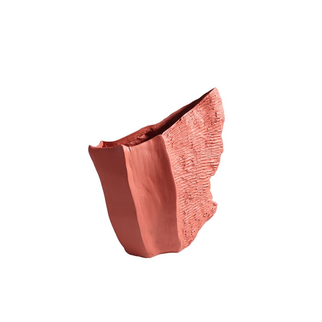 Vase rouge céramique style créométrique pour fleur et décoration maison moderne