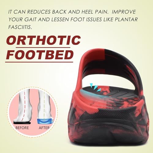 Image of KuaiLu Mens Recovery Sandals Orthotic Arch Support Open Toe Sport Slides Thick Cushion Orthopedic Plantar Fasciitis Slip On Wide Width Summer Pool Beach Waterproof