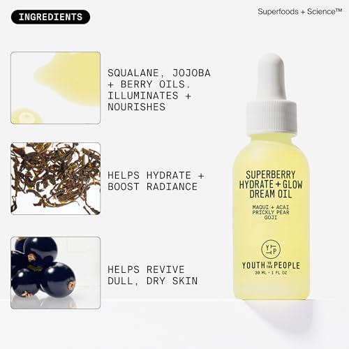 Youth To The People K21 Superberry Hydrating Face Oil For Dry, Glowing Skin - Fast Absorbing Facial Oil & Makeup Primer Made thumb #3