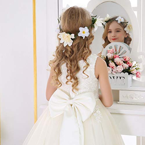 Bow Dream Lace Flower Girl Dress Wedding First Holy Communion Baptism Dresses4