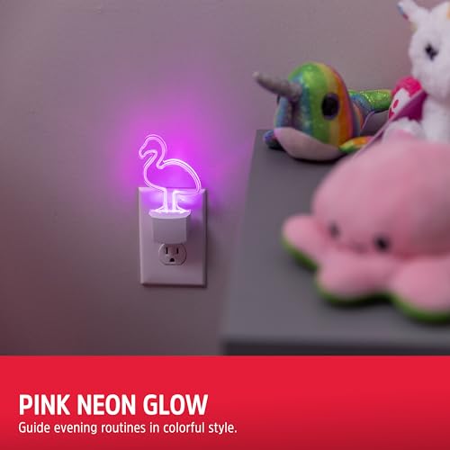 Image of Energizer Flamingo Night Light, Neon, Auto On /Off, Pink