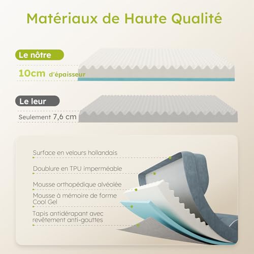 Lit pour chien orthopédique mémoire de forme lavable XL gris - 4