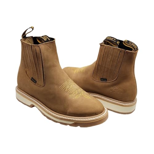 Botines de Trabajo Men's Genuine Cowhide Leather Short Ankle Western Work Boots with Wolverine Sole