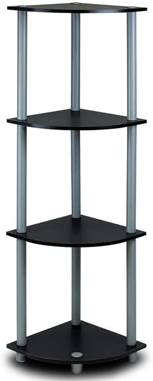 Furinno 5-Tier Corner Shelf, Light Cherry/Black, one size