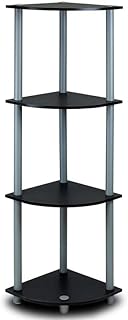 Furinno 5-Tier Corner Shelf, Light Cherry/Black, one size